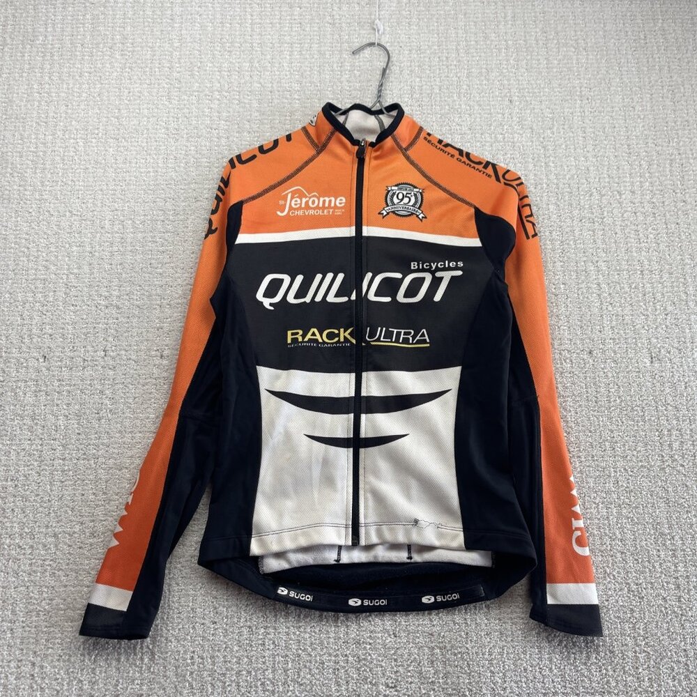 Sugoi x Bicycles Quilicot Quebec Cycling Jacket Womens Sz XS Fleece Lined Orange
